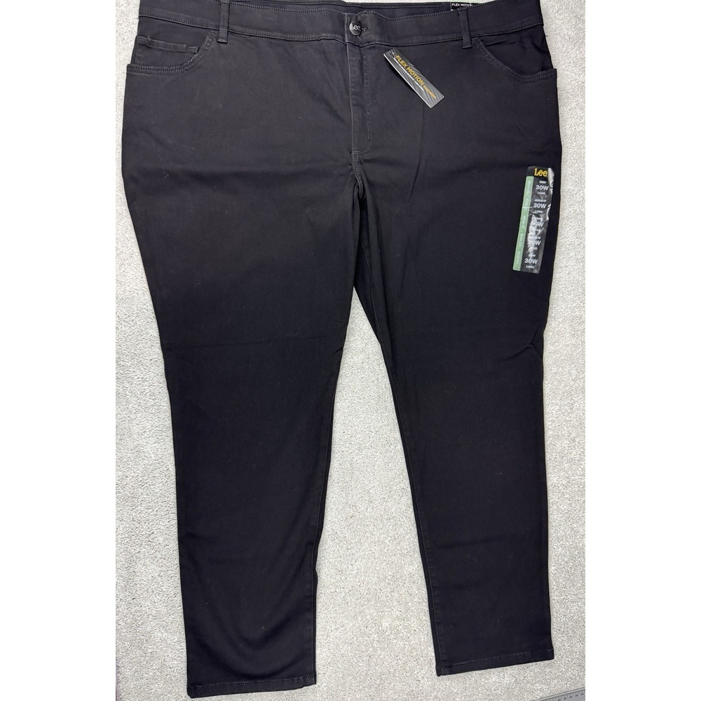 Lee Plus 30W Black Skinny Leg Regular Mid Rise Flex Motion Long 30 Tall New